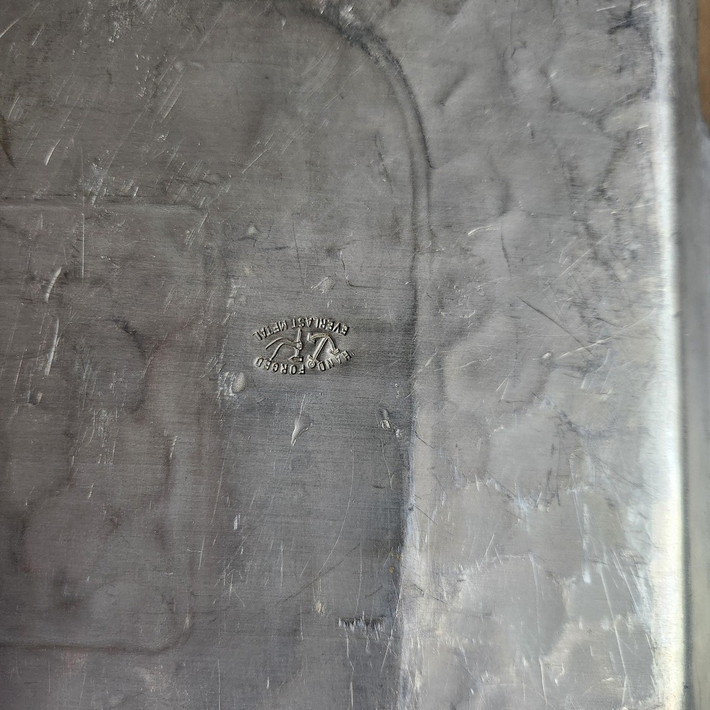 Vintage Forged Aluminum Tray by EMPC with Art Nouveau Floral
